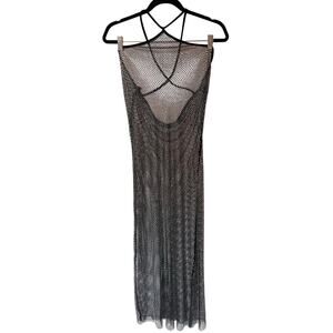Mesh Net Rhinestone Overdress Black SZ L